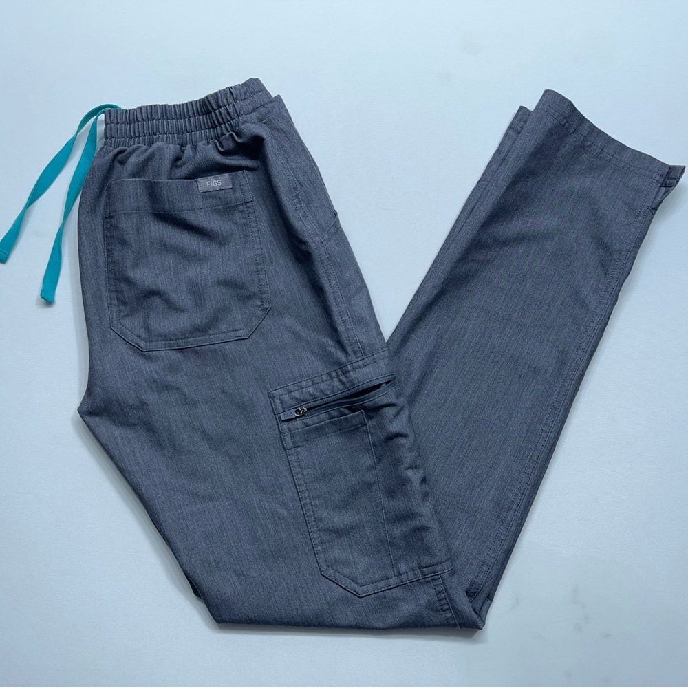 FIGS Yola Skinny Scrub Pants Womens Size XXS Heather Gray TW2000R 30” Inseam